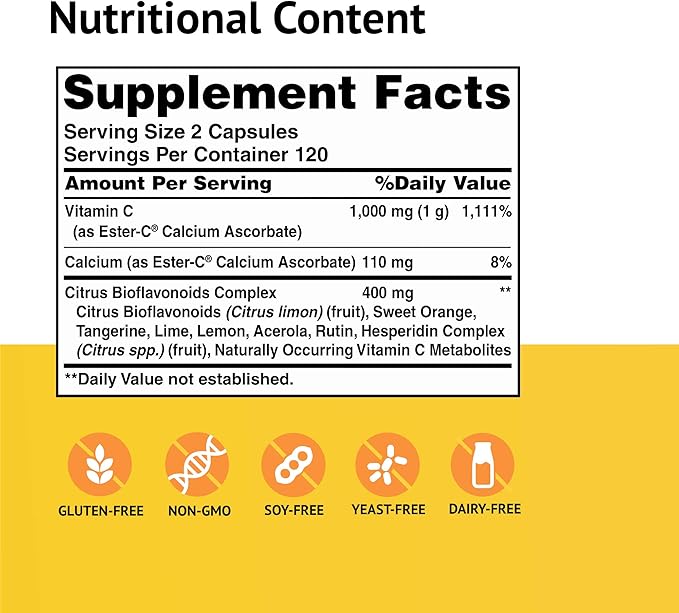 American Health Ester-Vitamin C with Citrus Bioflavonoids 500 Milligrams 240 Capsules