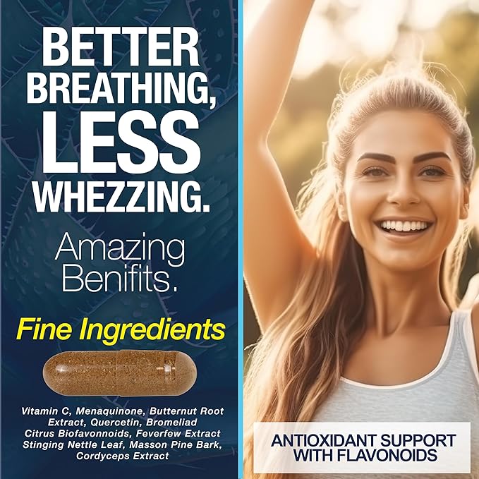 Thyroid Support Supplement 120 Capsules - with - Lung Cleanse Detox 60 Day Cleanse - Supports