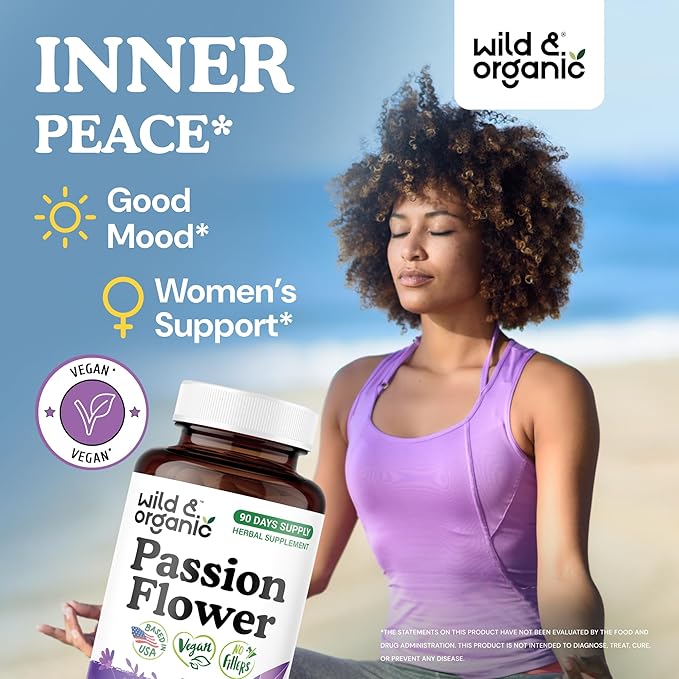 Wild &amp Organic Skullcap 90 Capsules &amp Passion Flower 90 Capsules
