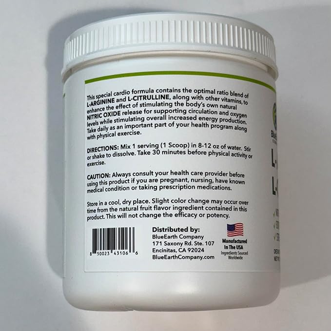 L-Arginine 5000mg + L-Citrulline Complex Powder Supplement Drink Mix - Nitric Oxide Booster for Heart Health Blood Flow &amp Energy - 30 Servings (Strawberry Banana)