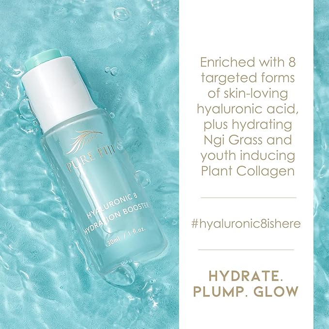 Pure Fiji Hyaluronic Acid Booster for Face Moisturizer Hyaluronic Acid Serum and Collagen Face Serum Help Moisturization and Smooth Fine Lines and Wrinkles (1 Fl.oz /30ml)