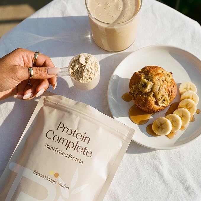 TRU Supplements Plant Based Protein Powder BCAA EAA 20g Vegan Brown Rice &amp Pea Protein 100 Calories 27 Vitamins No Artificial Flavors 25 Servings (Banana Maple Muffin)