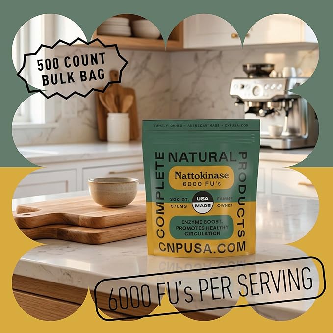 CNP Nattokinase 570mg Capsules - 6000FU Natto Enzyme Supplement Healthy Circulation Support Fermented Soy Extract Vegan Gluten Free Non GMO Pure No Fillers High Potency 500 Count Made in USA