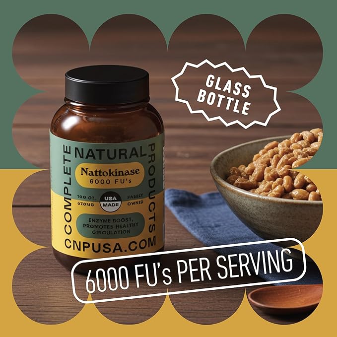 CNP Nattokinase 570mg Capsules - 6000FU Natto Enzyme Supplement Healthy Circulation Support Fermented Soy Extract Vegan Gluten Free Non GMO Pure No Fillers High Potency 100 Count Made in USA