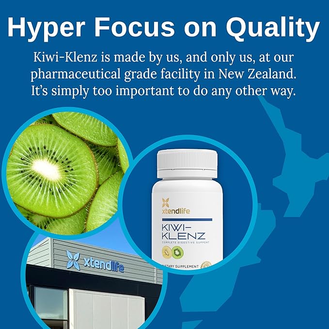 Xtendlife Kiwi-Klenz Digestive and Gut Support Supplement for Bloating Gas and Indigestion - Natural Prebiotic with Health Enzymes - 30 Day Supply