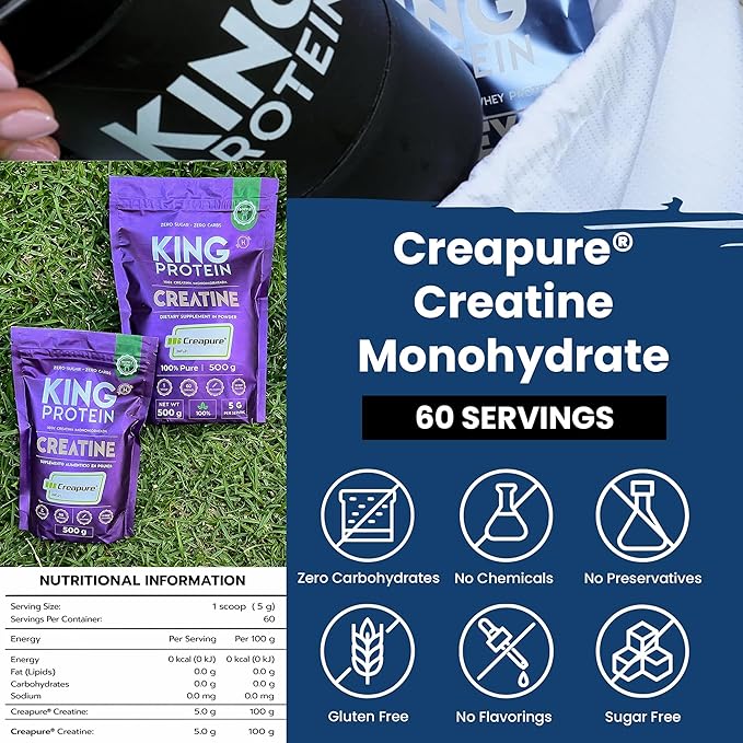 100% Pure Unflavored Creatine Monohydrate Powder | 5g per Serving | Vegan &amp Sugar Free | Creapure® Monohydrate Creatine Powder &amp Scoop Included | 500g Bulk Bag 100 Servings