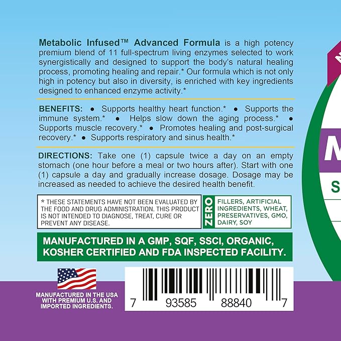 Life Infused Metabolic Enzymes – Systemic Enzyme Supplement with Serrapeptase Nattokinase Bromelain &amp Protease Blend – 72 Trace Minerals – Immune &amp Circulation Support – Vegan Non-GMO – 90