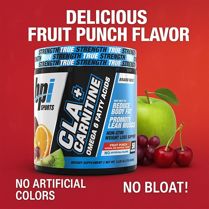 BPI Sports CLA+Carnitine – CLA L Carnitine &amp Linoleic Acid – L Carnitine Supplement for Weight Loss Metabolism &amp Lean Muscle – Caffeine Free – Fruit Punch – 50 Servings – 12.34 oz