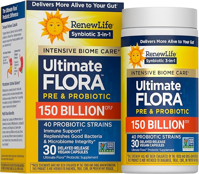 Renew Life Ultimate Flora Adult Ultimate Care Probiotic 150 Billion 30 Caps (Package May Vary)