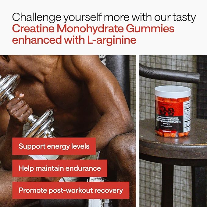 Muscle Gain Bundle - 5-HTP Supplement for Energy Creatine Monohydrate Gummies 5g for Growth Choline Bitartrate for Liver - 120 Creatine Chewables 60 5HTP 200MG Capsules 60 Choline Capsules 500MG