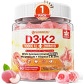 Vitamin D3 K2 Gummies 5000IU / 10000 IU with 500mg Calcium + K2(MK-7) 200mcg Magnesium Vitamin C &amp Zinc Extra Strength - Ultimate Absorbency for Bones Muscles Teeth Vegan 60 Count (Pack of