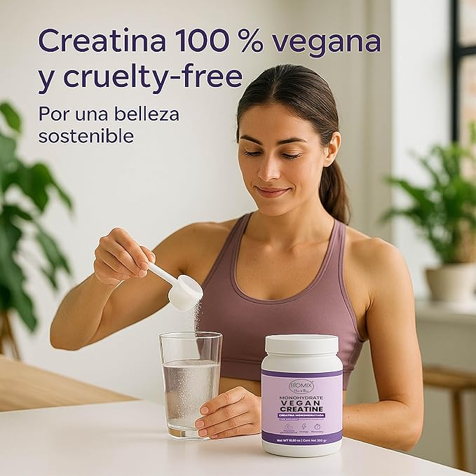 Biomix Vegan Creatine Monohydrate 5000mg Pharmaceutical Grade Micronized 2X Absorption Zero Additives Zero Fillers Strength Energy Muscle Recovery 60 Servings 300g