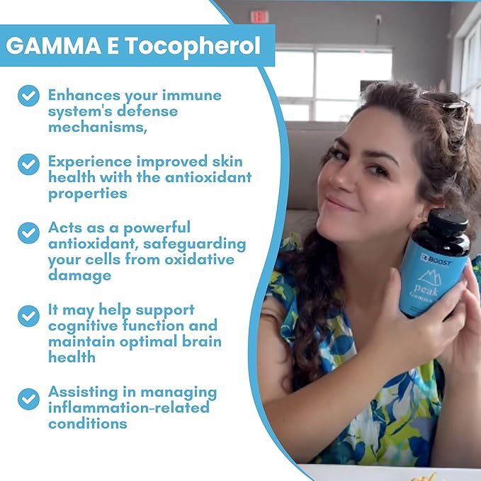 BoostCeuticals Gamma E 90mg Mixed Tocopherols - Inflammation Support Heart Health Nitrogen Free Radical Protection Prostate Health Omega 3 Synergy Non-GMO 180 Vegan Capsules