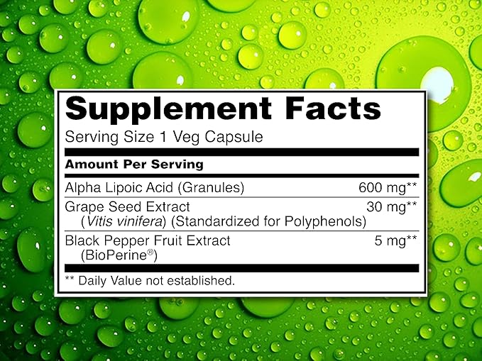 Nerve Support Supplement - Natural Vitamins with 600mg non-GMO ALA Alpha Lipoic Acid – Premium Nerve Support Supplement - Hands &amp Feet - Tingling Numbness - NEW! 60-Day Supply
