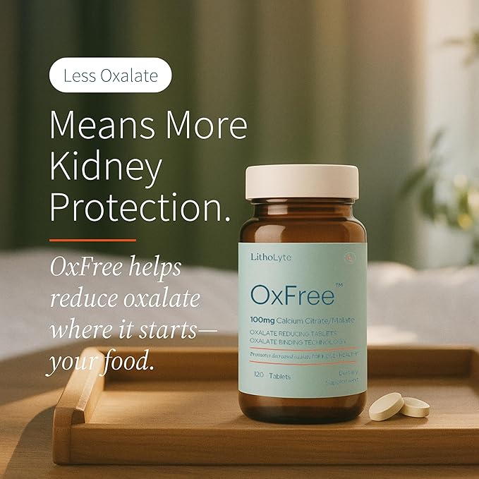 OxFree® | Kidney Health Support &amp Protector | Oxalate Reducing Tablets for Calcium Oxalate Balance | Science-Based Support Beyond Cleanse Detox or Stone Dissolver Supplements | 120 Tablets