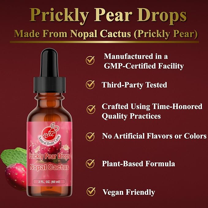 Prickly Pear Drops Concentrated Nopal Cactus Fruit Liquid Supplement with Vitamin B12 Antioxidants Betalains Vitamins &amp Trace Minerals 2 Fl Oz (Pack of 3)