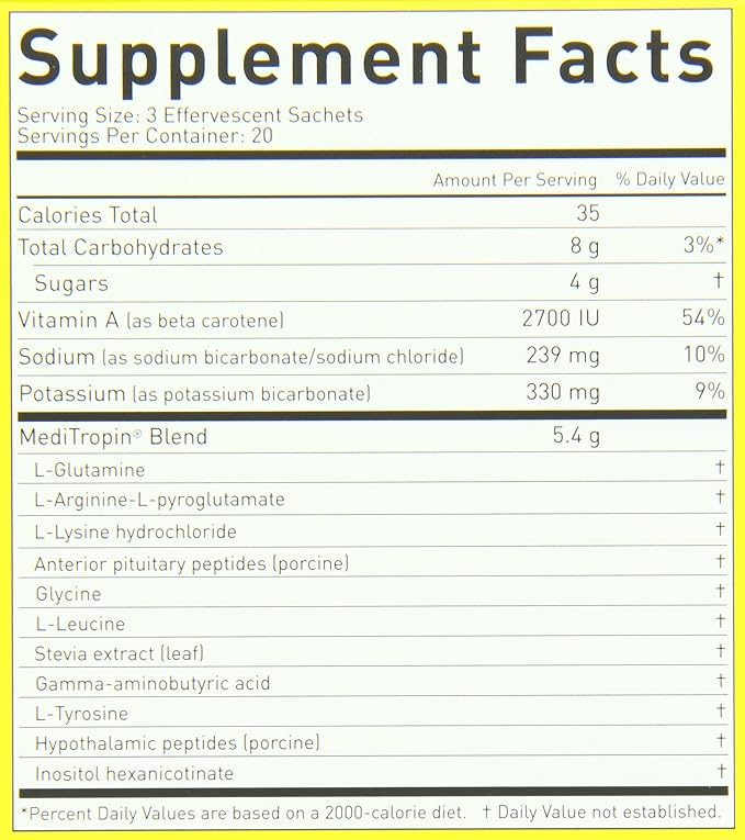 Meditropin – Anti-Aging Amino Acid Supplement for Adults – Supports Natural Growth Hormone Production Vitality &amp Recovery – 60 Sachets