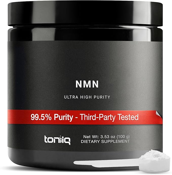 Toniiq Ultra High Purity NMN Powder - 100 Grams - 99.5% Highly Purified and Highly Bioavailable - Fully Stabilized Formula - Supports NAD+ Levels - Nicotinamide Mononucleotide Powder Supplement