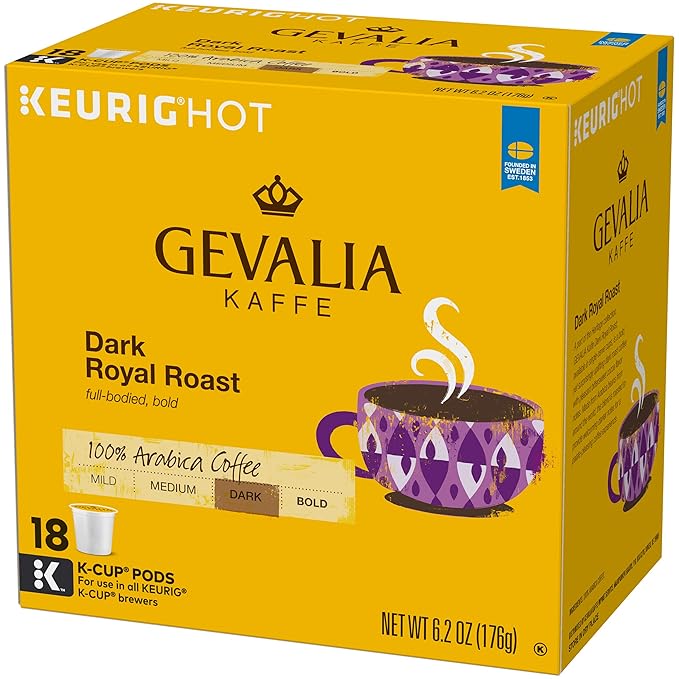 Gevalia Dark Royal Roast K-Cup Coffee Pods (18 Pods)