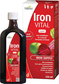hübner Iron Vital Liquid Iron Supply Plus Vitamin C Dietary Supplement for Adults and Kids Vegan and Gluten-Free Fruit Flavor 250 ml Bottle 25 Servings