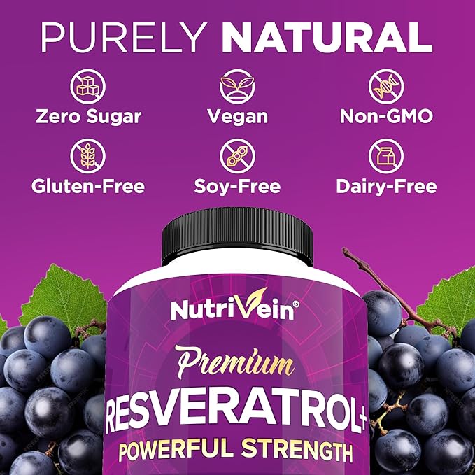 Nutrivein Premium Sea Moss Capsules &amp Resveratrol Supplement Bundle: High-Absorption Resveratrol Capsules and Irish Sea Moss for Digestion Vitality &amp Repair