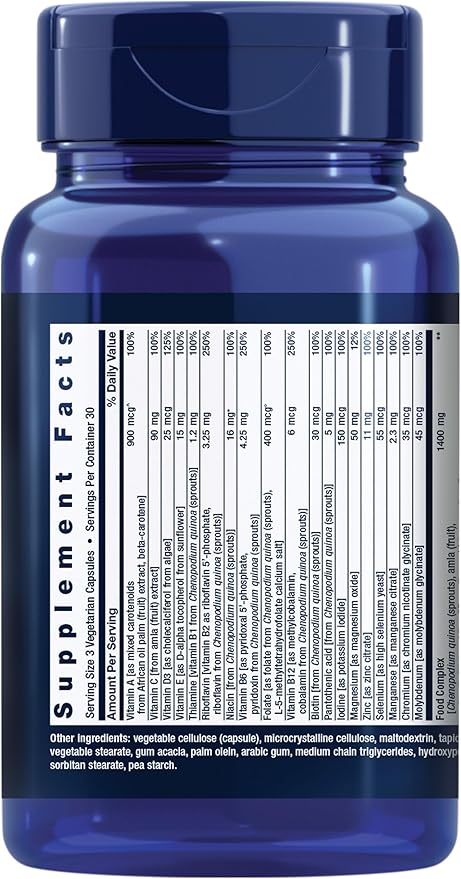 Life Extension Whole Food Multivitamin Plant-derived Vitamin D3 A B C &amp E Plus Minerals Plant extracts Stay Healthy from Head to Toe Gluten-Free Non-GMO Vegetarian 90 Capsules
