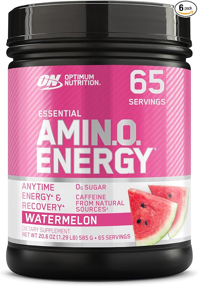 Optimum Nutrition Amino Energy - Pre Workout with Green Tea BCAA Amino Acids Keto Friendly Green Coffee Extract Energy Powder - Watermelon 65 Servings (Packaging May Vary) (Pack of 6)
