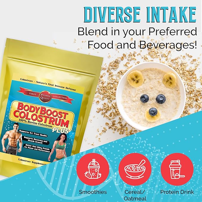 BodyBoost Colostrum Whole 100% Bovine Colostrum Powder Immune Booster Supplement with Immunoglobulin &amp LactoferrinGrass Fed Colostrum Gut Health &amp Muscle Growth Diverse Intake 1 kg 35 o