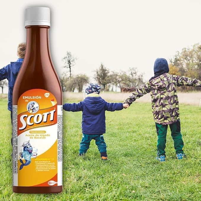 Emulsion de Scott Aceite de hígado de bacalao sabor tradicional Pack de 2 de 6.1 fl oz - 180 ml - Suplemento dietético para niños con vitamina A y Calcio.