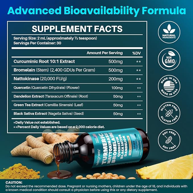 Nattokinase Supplement 20000 FU/g [High-Activity]  Bromelain 500mg &amp Turmeric Curcumin 500mg | Triple-Action Enzyme Spike Detox with Quercetin &amp Black Seed – Cardiovascular &amp Circulatory