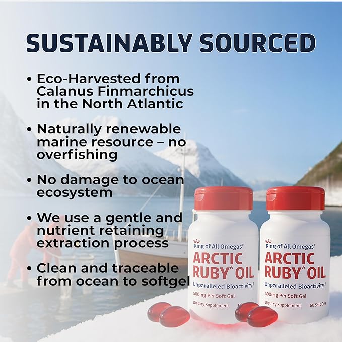 Arctic Ruby Oil - Omega 3 Supplement with Astaxanthin 2mg - Contains Essential Fatty Acids &amp Antioxidants - Supports Heart Brain Eye Skin Joint &amp Immune Health - 60 Softgels (2 Pack)
