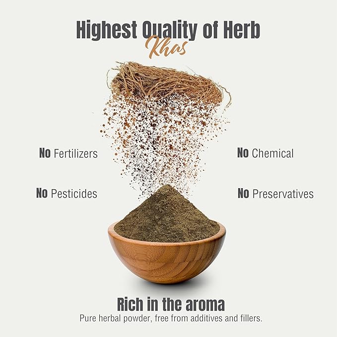 Herbsforever Khas Powder | Vetiveria Zizanioides | Natural Dietary Fiber | Non-GMO Vegan Gluten-Free | 454 GMS