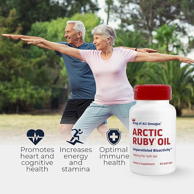 Arctic Ruby Oil 1000mg – Omega 3 Supplement for Women and Men with EPA DHA &amp Astaxanthin 2mg - Fish &amp Krill Oil Alternative – 60 Softgels (1 Pack)