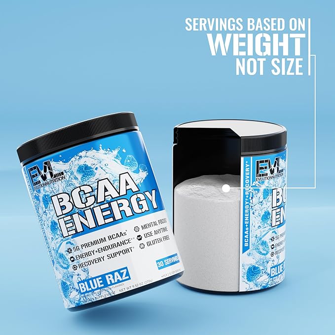 Evlution Replenishing BCAAs Amino Acids Powder for Pre &amp Post Workout (Grape and Blue Raz 30 Servings Each)