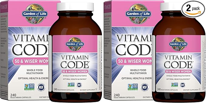 Garden of Life Vitamin Code Multivitamin for Women 50 &amp Over B Vitamins A C D3 E &amp K CoQ10 Probiotics &amp Enzymes for Women 50 Plus 240 Capsules(Pack of 2)