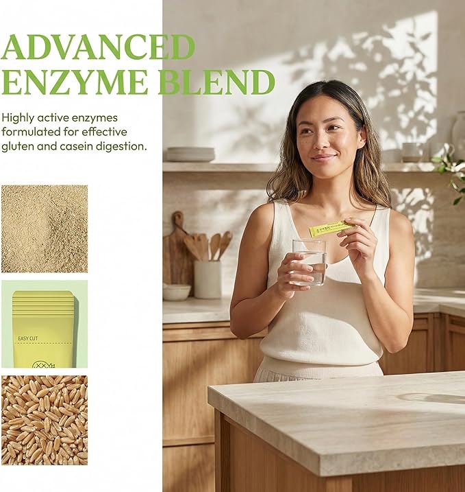 Digestive Enzymes with Kamut Khorasan Wheat &amp Bromelain Advanced Enzyme Blend for Gluten &amp Casein Digestion Bloating &amp Gas Relief Gut Health Support On-The-Go Stick Packs 3g x 30 Packe