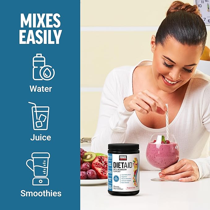 Force Factor Diet Aid Powder Metabolism Booster &amp Diet Support Supplement for Lean Body Mass with 15x More Absorbable Chromium Refreshing &amp Delicious Tropical Fruit 30 Servings