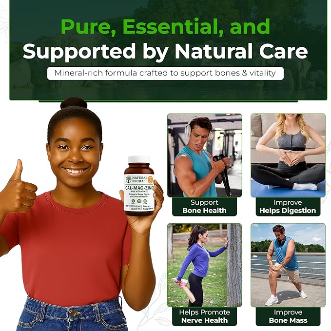 Natural Nutra Calcium Magnesium Zinc with Vitamin D3 - CMZ Supplement | Bone Strength Immune Support Muscle &amp Nerve Health - Cal-Mag Zinc Supplement - Digestion Support - 100 Tablets (Pack of 3)