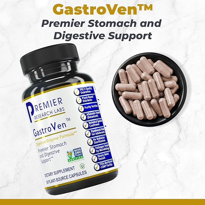 Premier Research Labs GastroVen - Digestive Enzymes for Women &amp Men Digestive Health Supplement Supports Healthy Gut Microbiome w/Bromelain Ginger - 60 Capsules