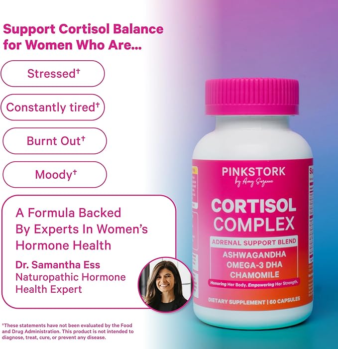 Pink Stork Primal Nutrition &amp Stress Supplements | Cortisol Complex &amp Beef Organ Bundle for Women | Adaptogen Stress Support Energy &amp Hormone Balance