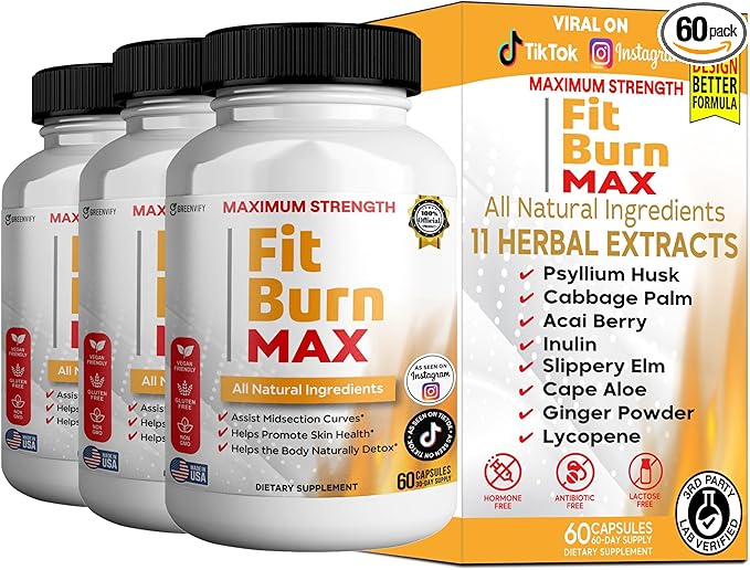 Fit Burn Max Natural Supplement 60 Capsules Vegan Gluten Free Non-GMO (3)