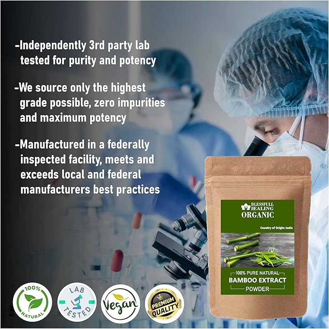 Blessfull Healing Organic Bamboo Extract Powder 100% Pure Natural 200 Gram / 7.05 oz