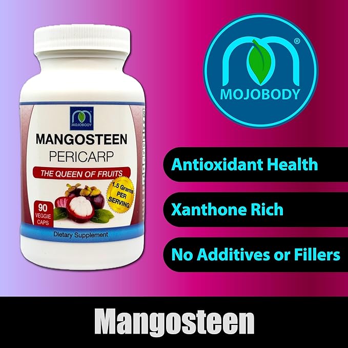 Freeze Dried Mangosteen Pericarp Capsules 2PK 1.5 Grams per Serving 90 Veggie Capsules per Bottle Xanthone Rich