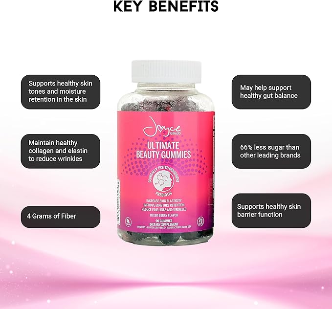 Joyce Giraud Ultimate Beauty Gummies 90-Day Supply Supports Skin Hydration &amp Healthy Skin Tone 270 Gummies