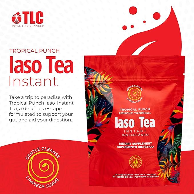 Iaso Instant Tea (Tropical Punch) - Fruity Cleansing Drink for Digestive Support Refreshing Flavor - 25 Sachets Pack of 1