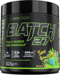 TC Nutrition Batch 27 Pre Workout Powder - 8g Citrulline 3.5g Beta Alanine 2.5g Betaine 325mg Caffeine | Instant Energy Focus Pumps &amp Strength | Nitric Oxide Booster 20 sv (Sour Gummy Bears)