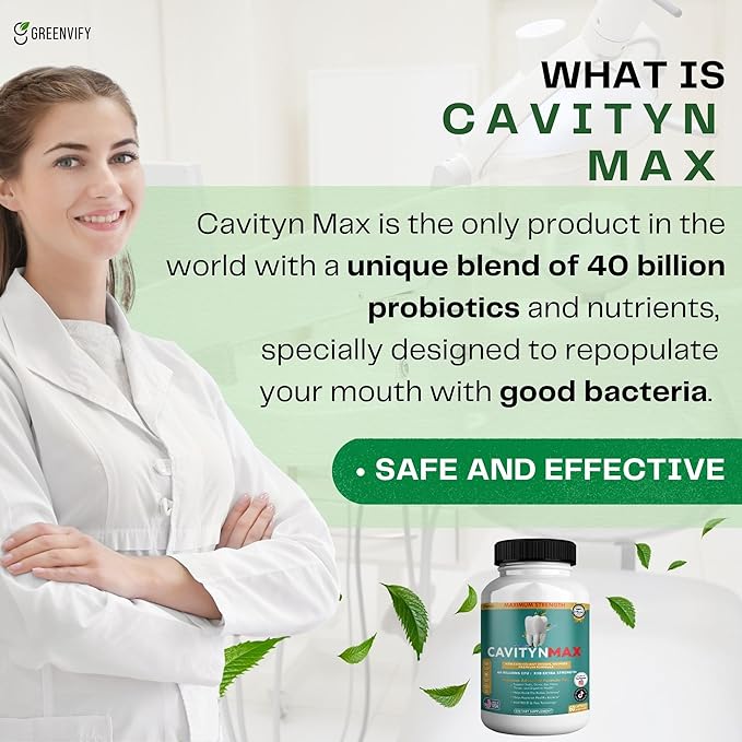 Cavityn Max Probiotic Supplement 40 Billion CFU 60 Capsules Digestive Health Support (2)