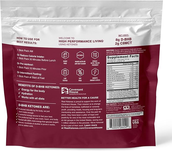 Real Ketones MCT &amp BHB Exogenous Ketones Drink Mix Packets Elevate Keto Electrolytes Powder Packets No Sugar with 4 Main Electrolytes Plus Hydrating Proprietary Keto BHB (30 Pack Mixed Berry)