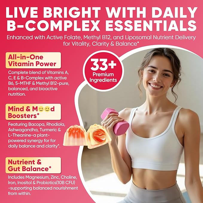 Methylated Vitamin B Complex Gummies for Women &amp Men High Dose 2000 mcg Methyl B12 Liposomal Super All B Vitamins Methylfolate B1 B2 B3 B5 B6 B7 Vitamin C Choline for Energy Focus 60Co