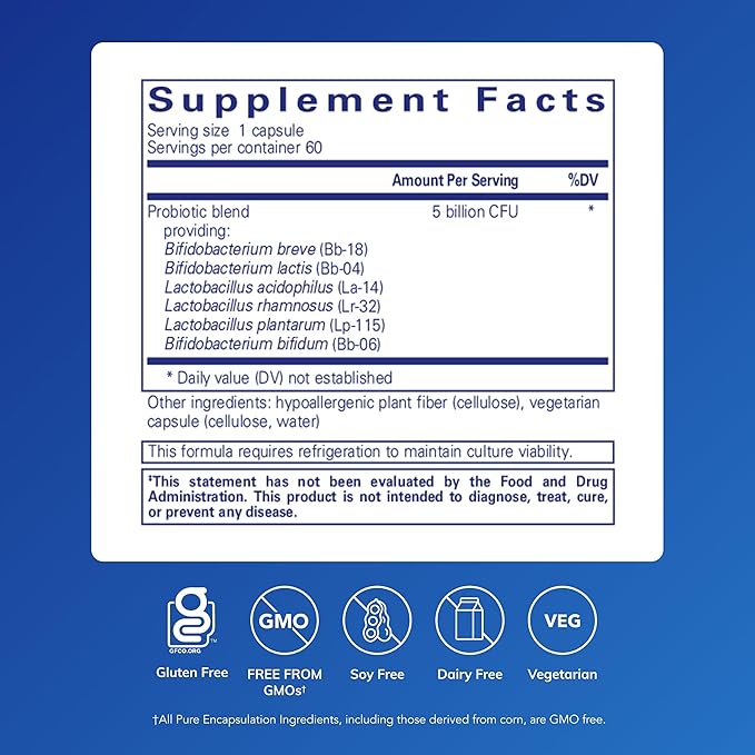 Pure Encapsulations PureProbiotic | Allergen-Free Multi-Strain Probiotic Formula for Immune and Gastrointestinal Health* | 60 Capsules